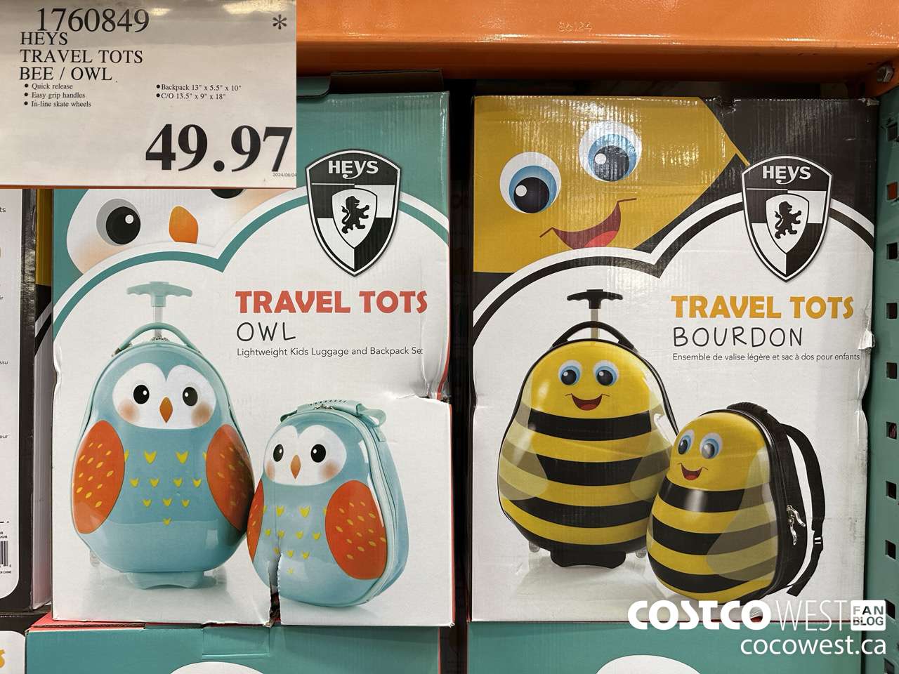 1760849 HEYS TRAVEL TOTS BEE / OWL $49.97