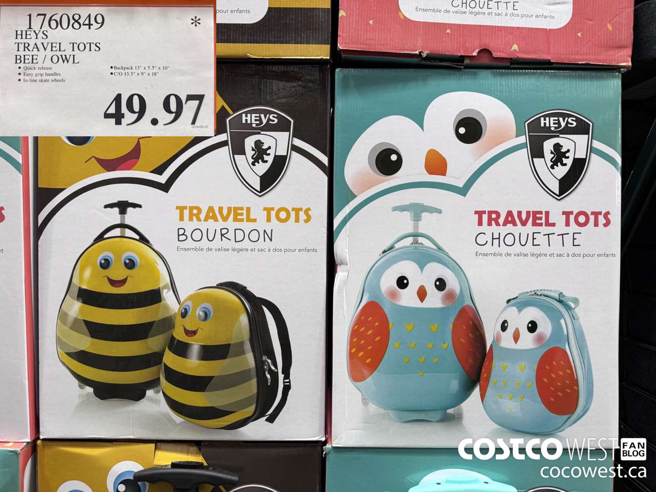 1760849 HEYS TRAVEL TOTS BEE / OWL $49.97