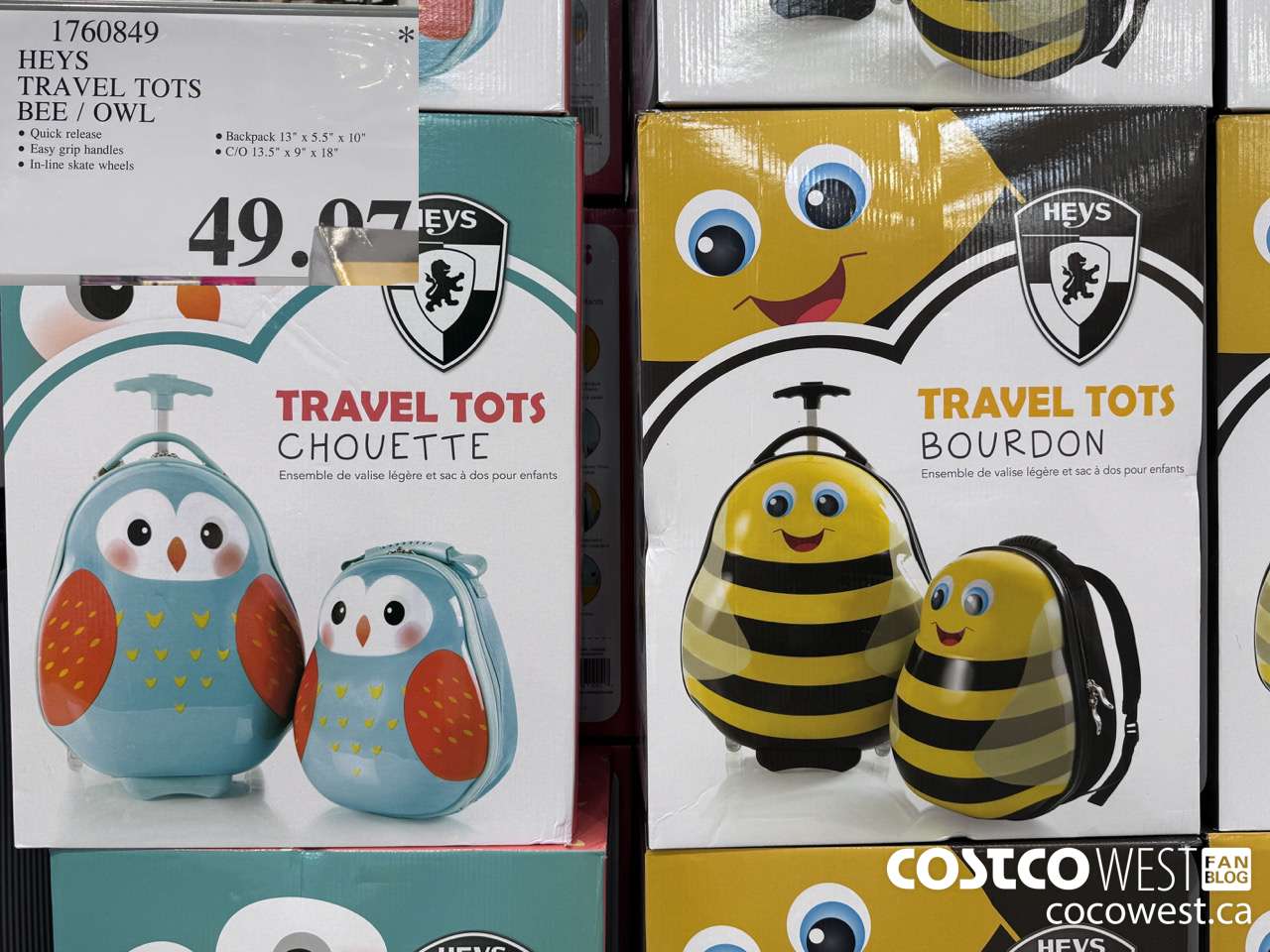 1760849 HEYS TRAVEL TOTS BEE / OWL $49.97