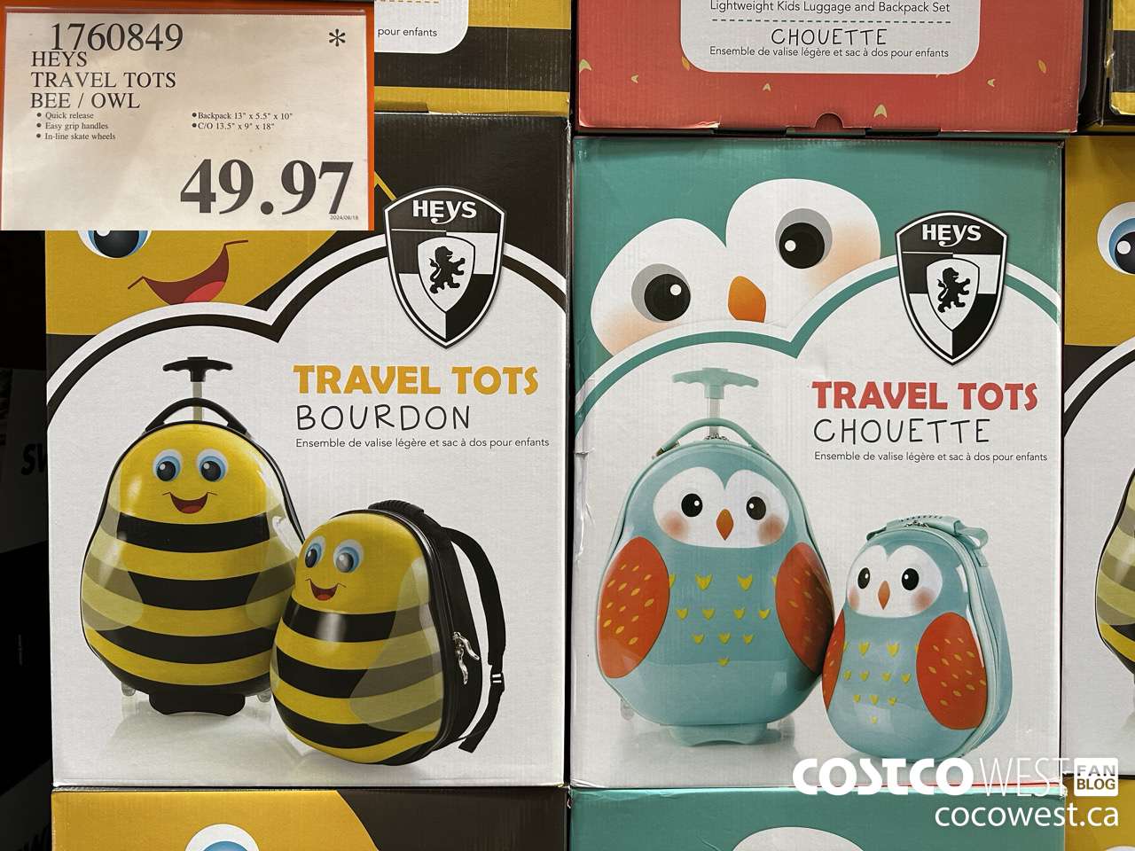 1760849 HEYS TRAVEL TOTS BEE / OWL $49.97