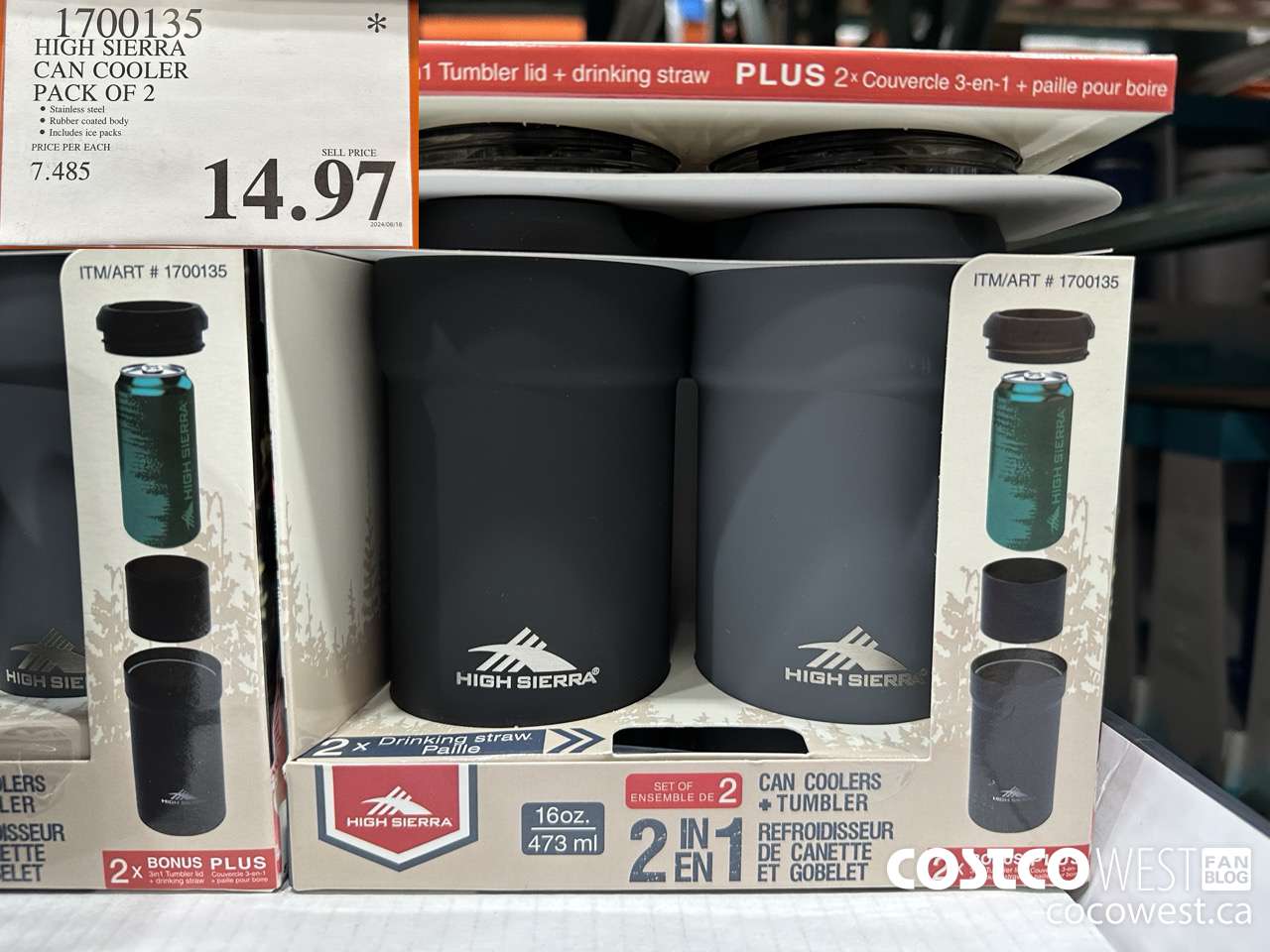 1700135 HIGH SIERRA CAN COOLER PACK OF 2 $14.97