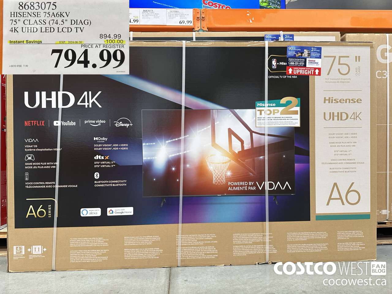 8683075 HISENSE 75A6KV 75