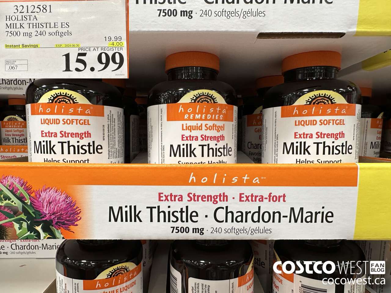 3212581 HOLISTA MILK THISTLE ES 250 mg 240 softgels ($4.00 INSTANT SAVINGS EXPIRES ON 2024-06-30) $15.99