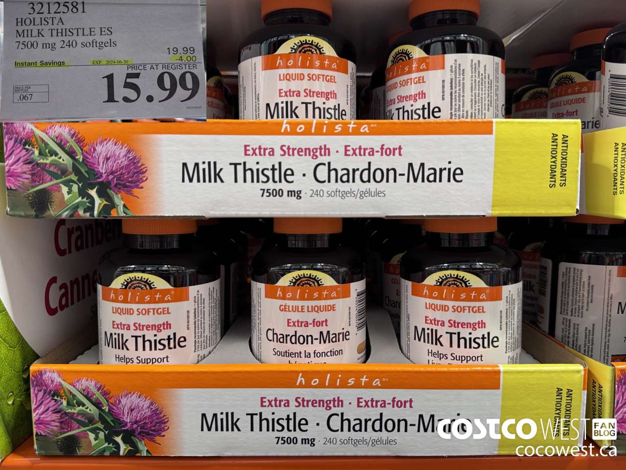3212581 HOLISTA MILK THISTLE ES 250 mg 240 softgels ($4.00 INSTANT SAVINGS EXPIRES ON 2024-06-30) $15.99