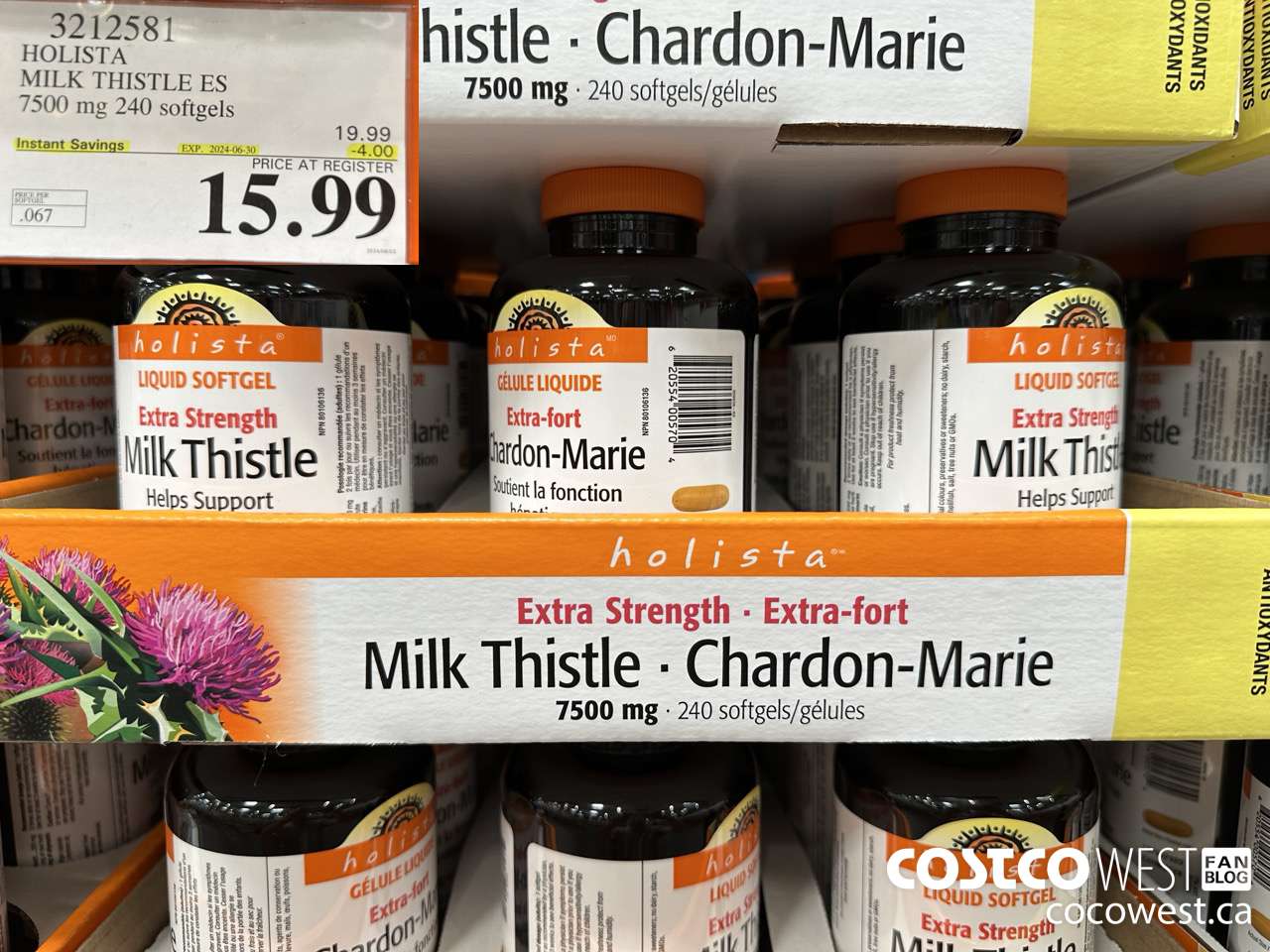 3212581 HOLISTA MILK THISTLE ES 250 mg 240 softgels ($4.00 INSTANT SAVINGS EXPIRES ON 2024-06-30) $15.99