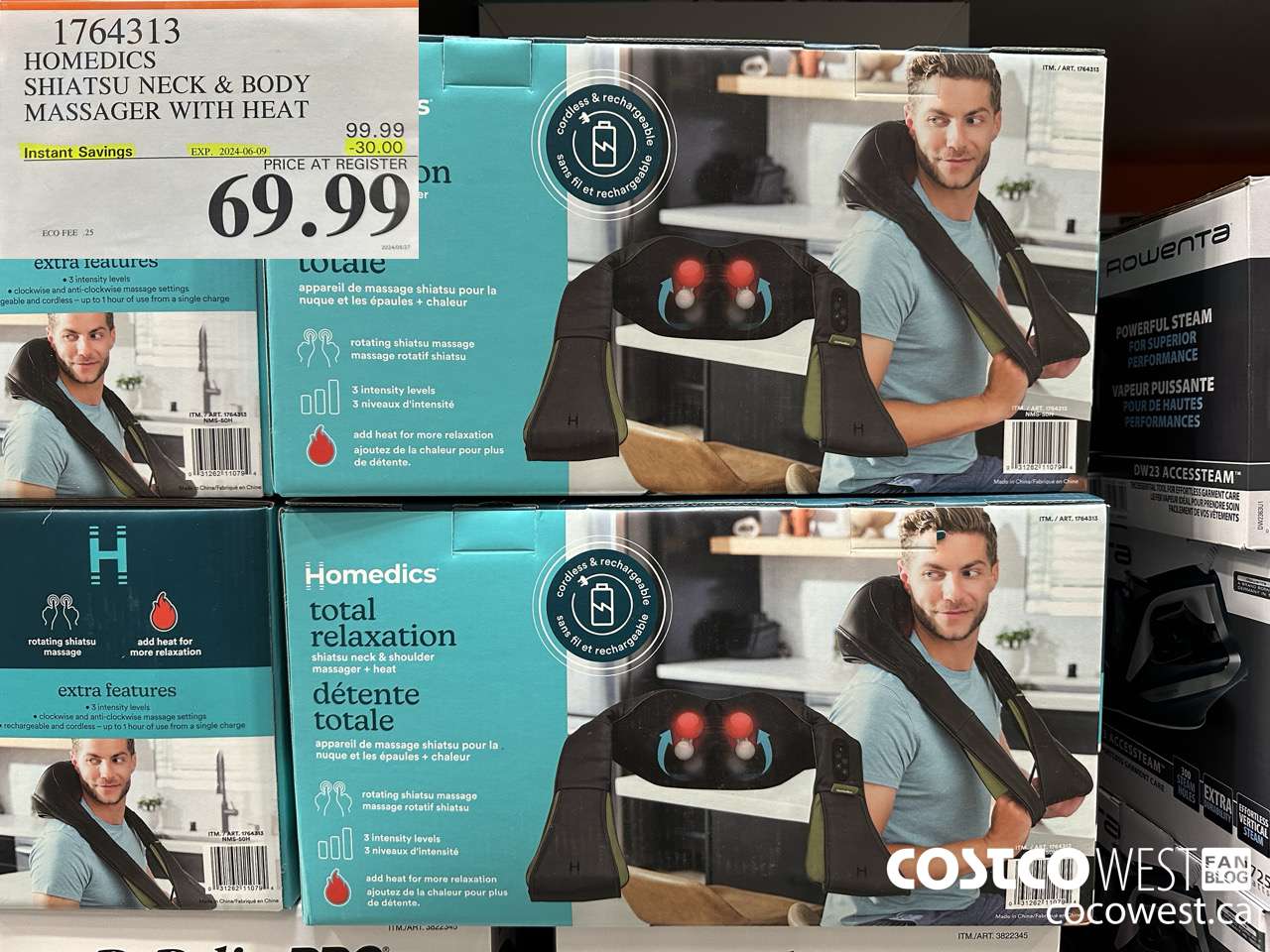 1764313 HOMEDICS SHIATSU NECK & BODY MASSAGER WITH HEAT ($30.00 INSTANT SAVINGS EXPIRES ON 2024-06-09) $69.99