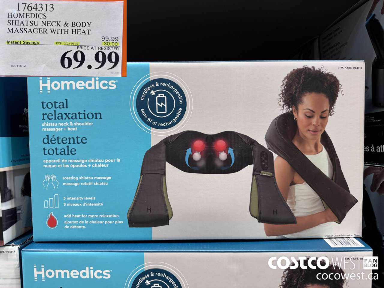 1764313 HOMEDICS SHIATSU NECK & BODY MASSAGER WITH HEAT ($30.00 INSTANT SAVINGS EXPIRES ON 2024-06-16) $69.99