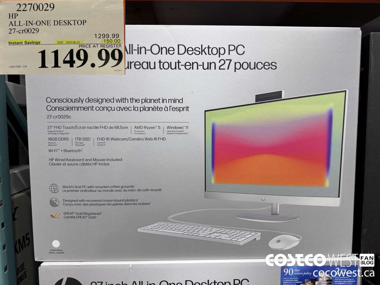 2270029 HP ALL-IN-ONE COMPUTER 27-CR0029 ($150.00 INSTANT SAVINGS EXPIRES ON 2024-06-23) $1149.99