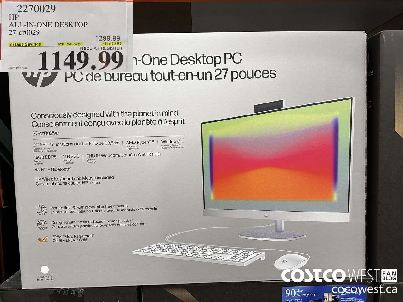 2270029 HP ALL-IN-ONE COMPUTER 27-CR0029 ($150.00 INSTANT SAVINGS EXPIRES ON 2024-06-23) $1149.99