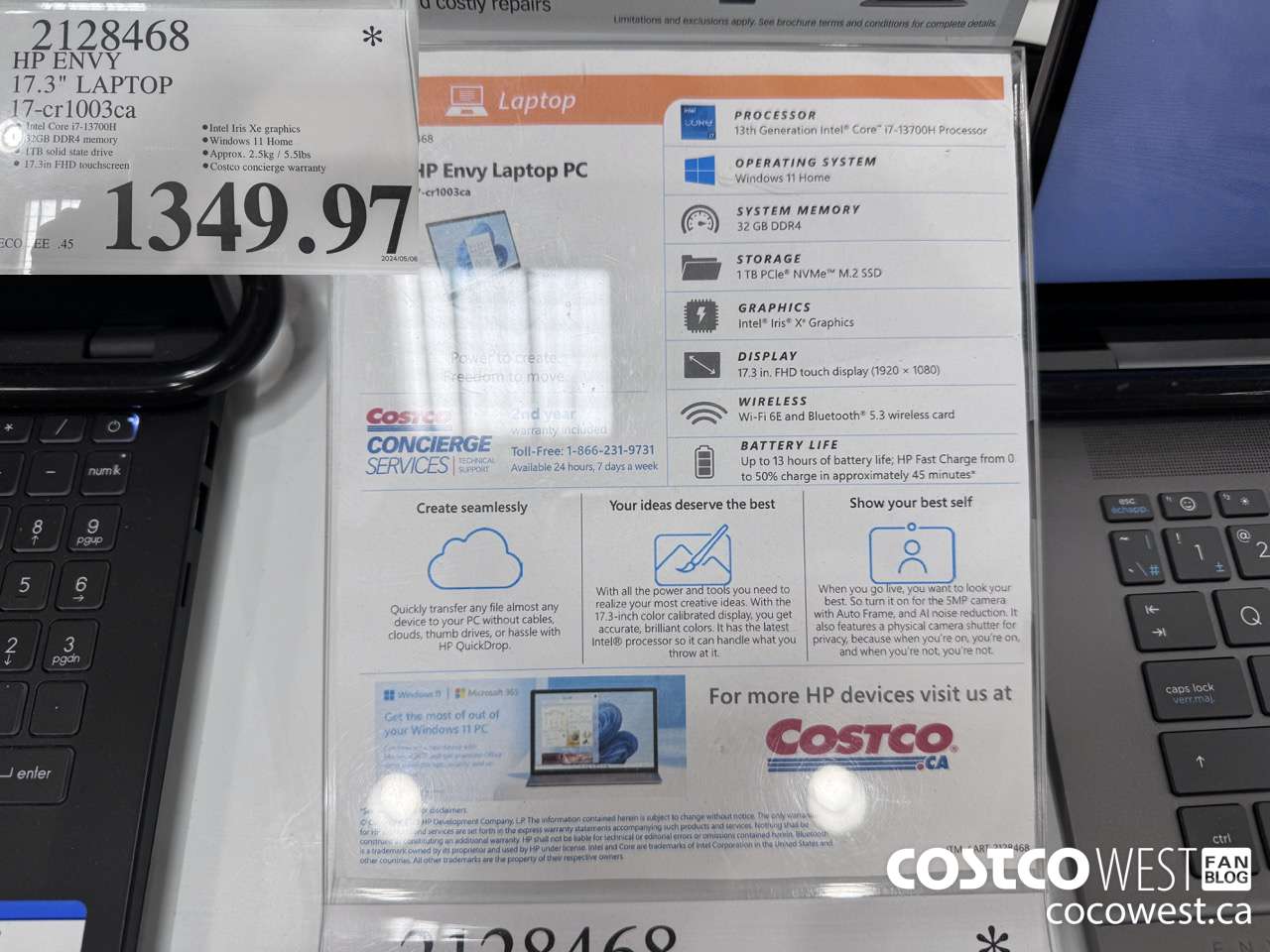 2128468 HP ENVY 17.3IN LAPTOP COMPUTER 17-CR1003CA $1349.97