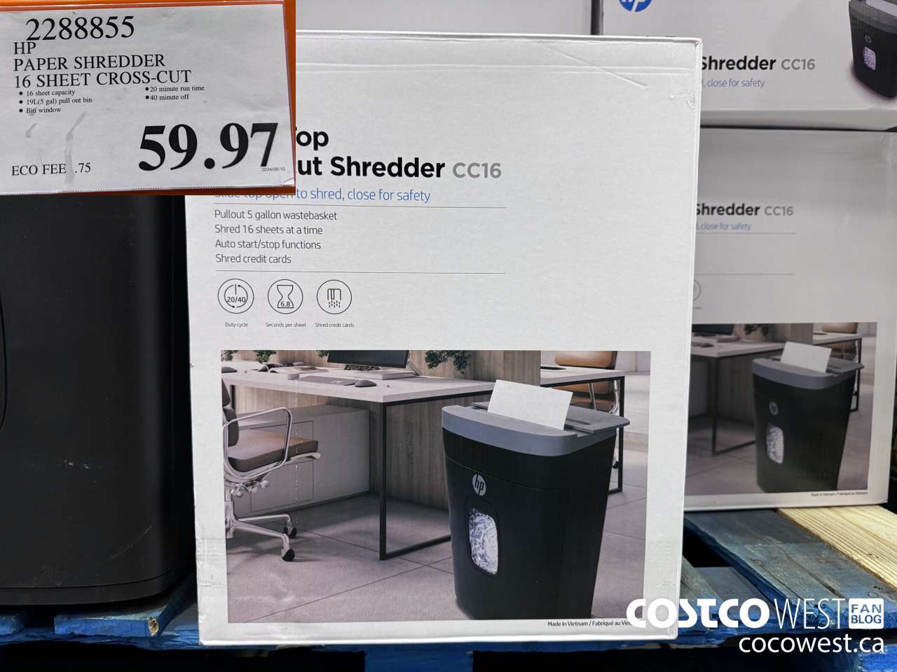 2288855 HP PAPER SHREDDER 16 SHEET CROSS-CUT $59.97