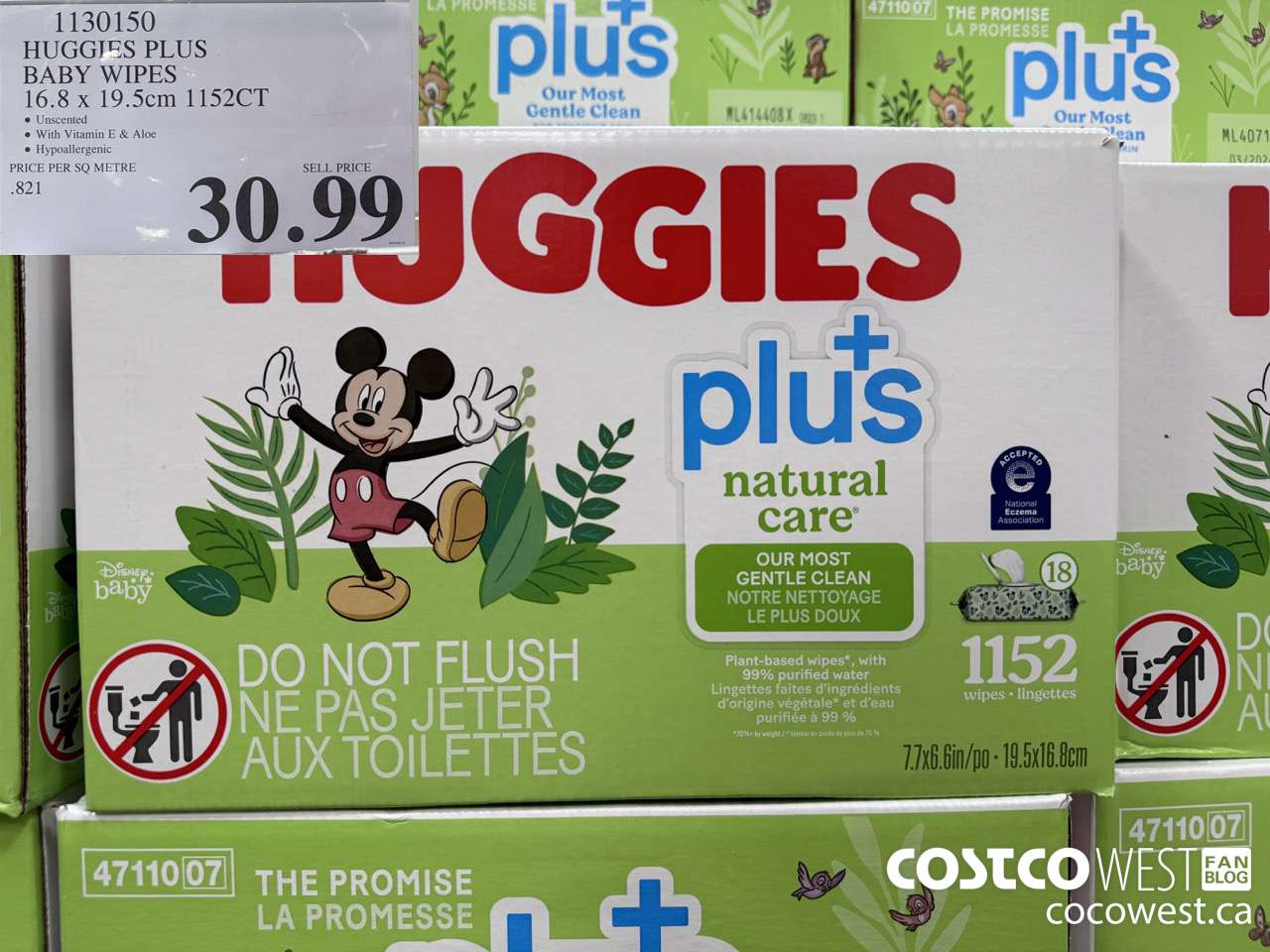 1130150 HUGGIES PLUS BABY WIPES 16.8 X 19.5 CM 1152CT $30.99