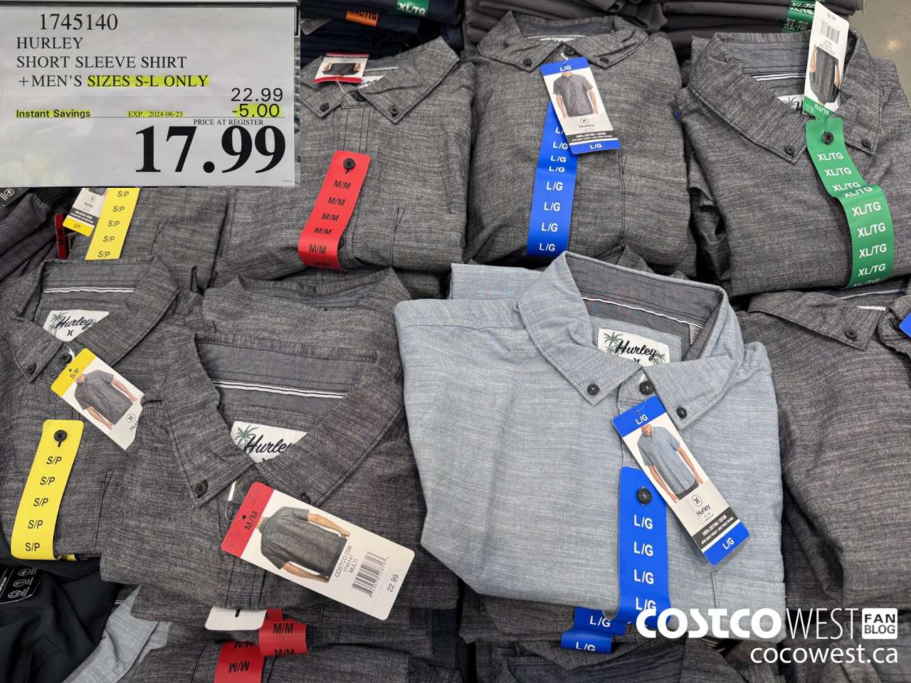 1745140 HURLEY SHORT SLEEVE SHIRT MEN'S SIZES S-K ONLY ($5.00 INSTANT SAVINGS EXPIRES ON 2024-06-23) $17.99