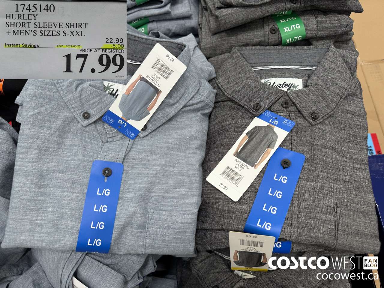 1745140 HURLEY SHORT SLEEVE SHIRT MEN'S SIZES S-XXL ($5.00 INSTANT SAVINGS EXPIRES ON 2024-06-23) $17.99