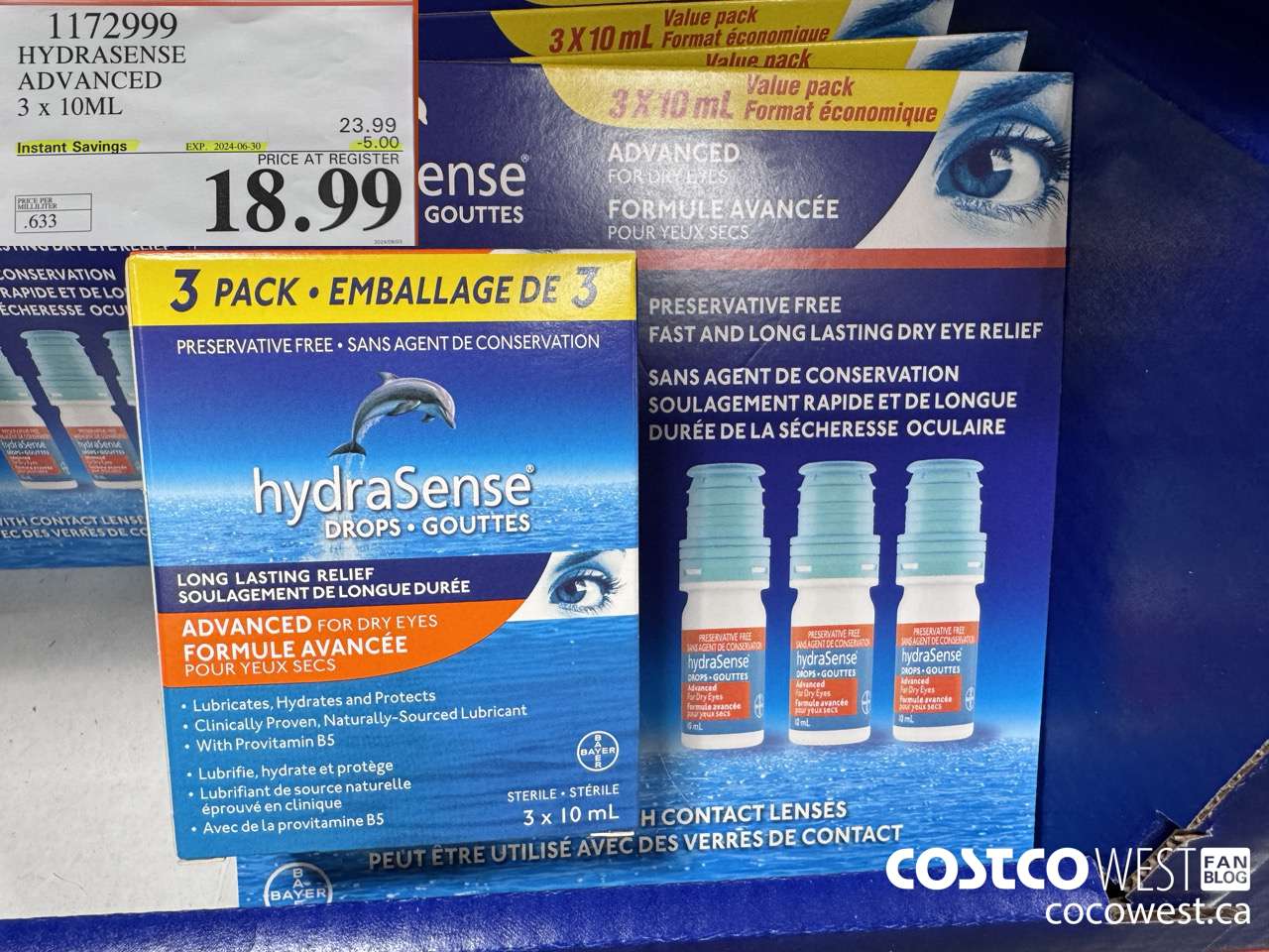 1172999 HYDRASENSE ADVANCED 3 x 10ML ($5.00 INSTANT SAVINGS EXPIRES ON 2024-06-30) $18.99