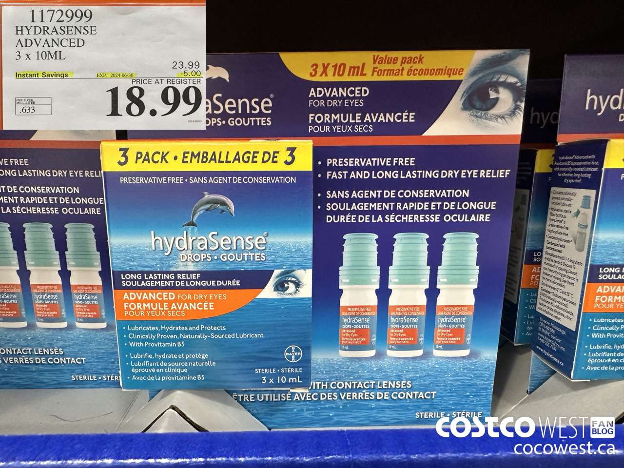 1172999 HYDRASENSE ADVANCED 3 x 10ML ($5.00 INSTANT SAVINGS EXPIRES ON 2024-06-30) $18.99