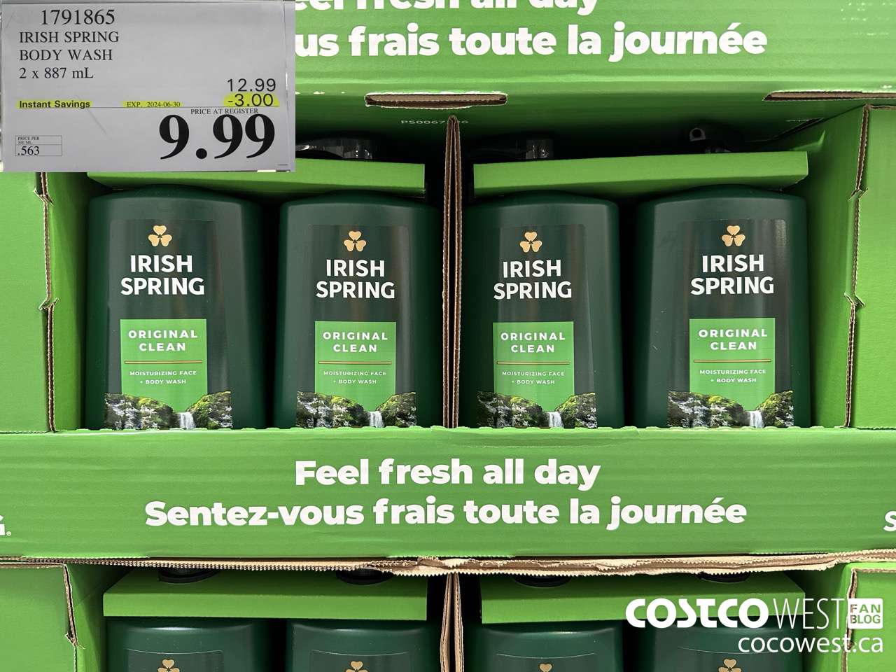 1791865 IRISH SPRING BODY WASH 2 X 887 M ($3.00 INSTANT SAVINGS EXPIRES ON 2024-06-30) $9.99