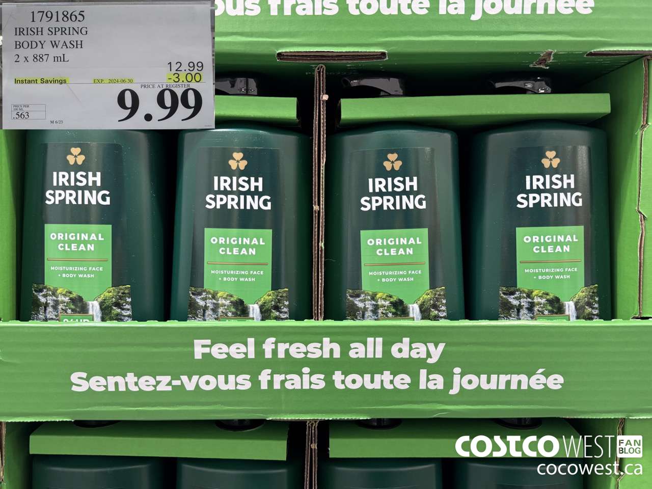1791865 IRISH SPRING BODY WASH 2 X 887 M ($3.00 INSTANT SAVINGS EXPIRES ON 2024-06-30) $9.99