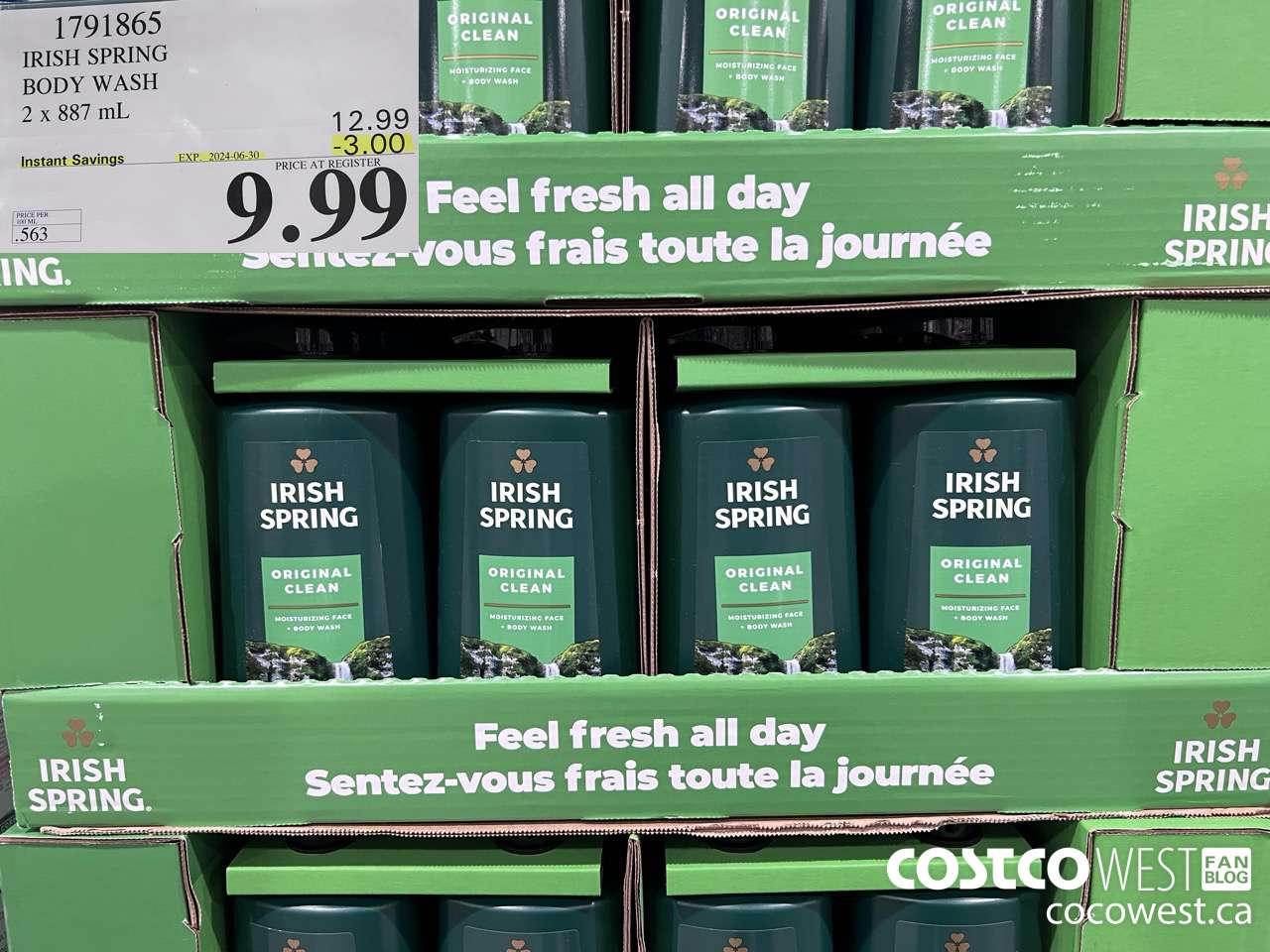 1791865 IRISH SPRING BODY WASH 2 X 887 M ($3.00 INSTANT SAVINGS EXPIRES ON 2024-06-30) $9.99