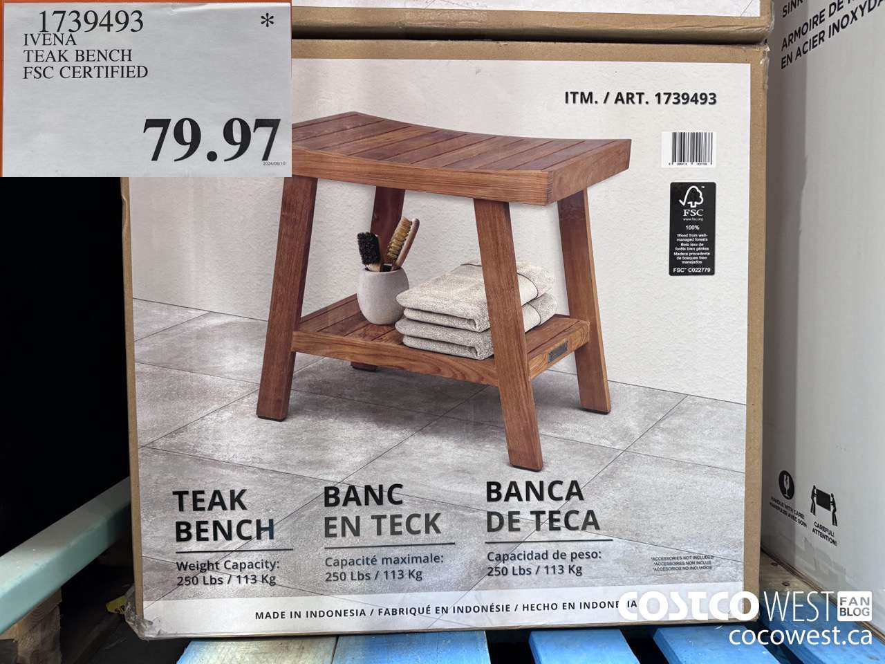 1739493 IVENA TEAK BENCH FSC CERTIFIED $79.97