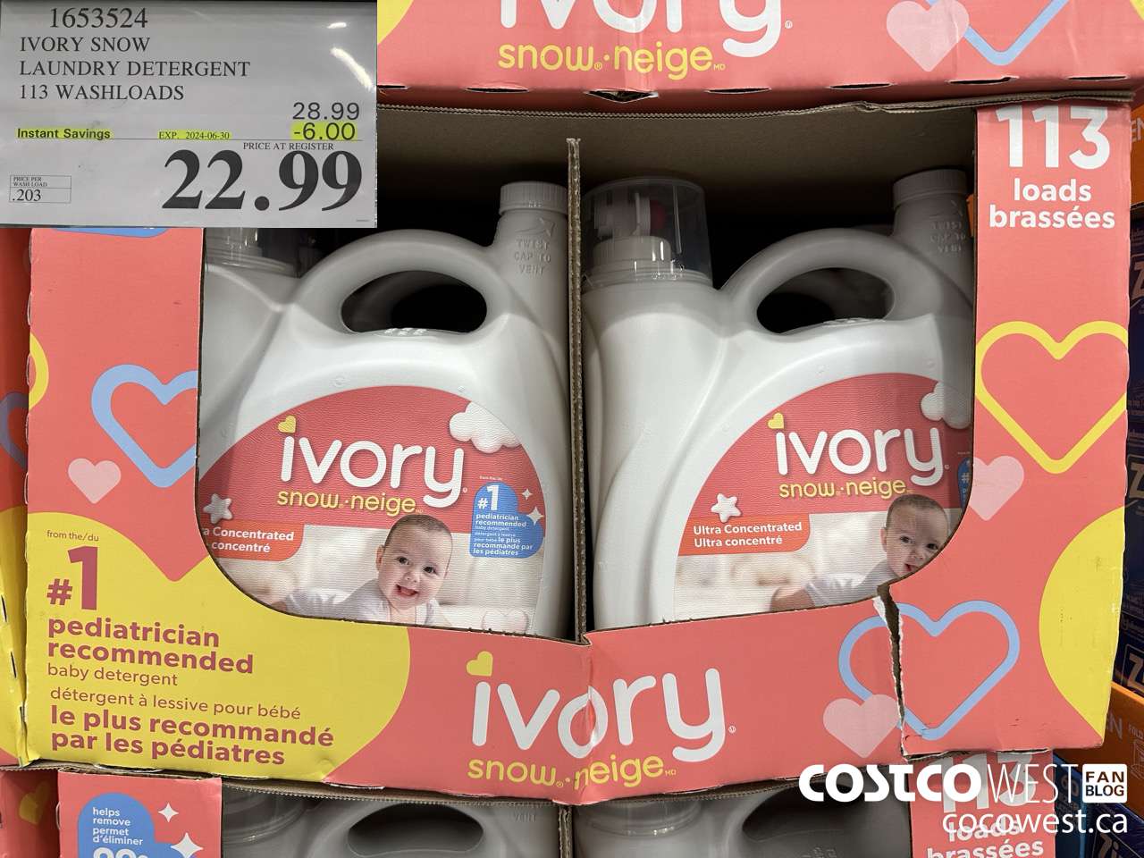1653524 IVORY SNOW LAUNDRY DETERGENT 113 WASHLOADS ($6.00 INSTANT SAVINGS EXPIRES ON 2024-06-30) $22.99