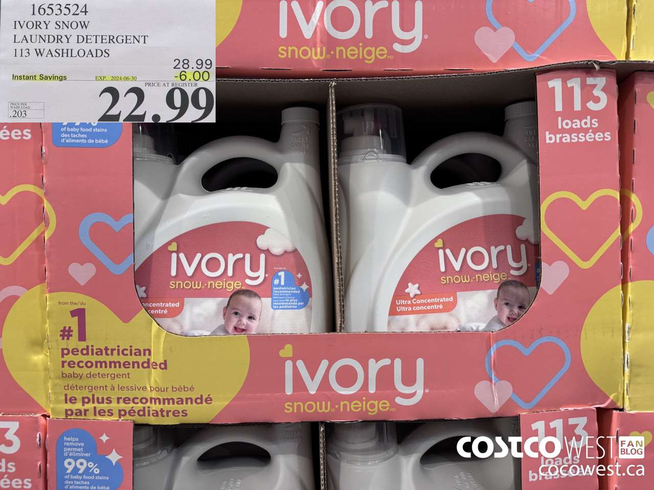 1653524 IVORY SNOW LAUNDRY DETERGENT 113 WASHLOADS ($6.00 INSTANT SAVINGS EXPIRES ON 2024-06-30) $22.99