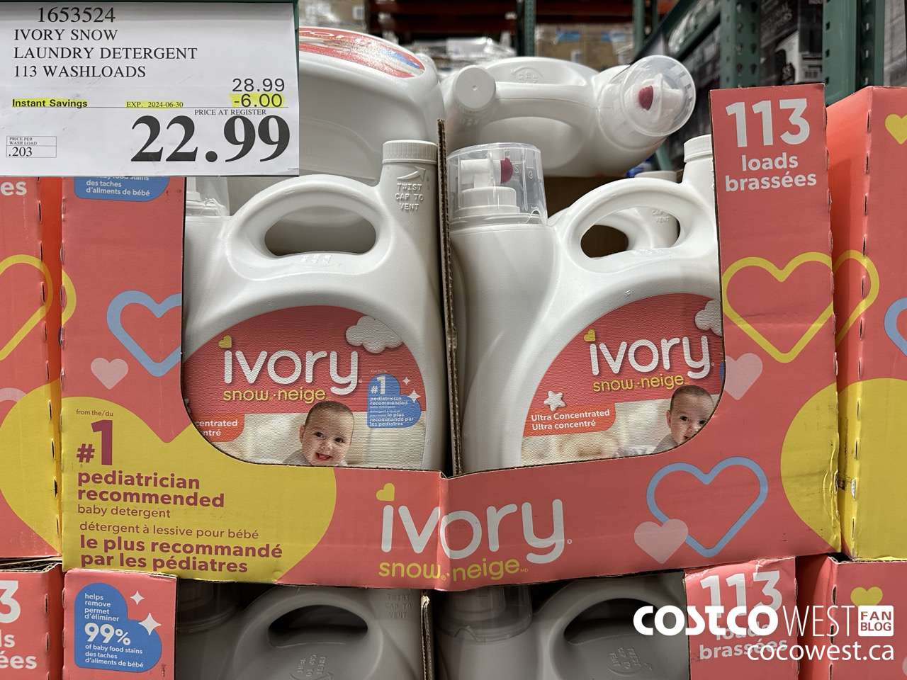 1653524 IVORY SNOW LAUNDRY DETERGENT 113 WASHLOADS ($6.00 INSTANT SAVINGS EXPIRES ON 2024-06-30) $22.99
