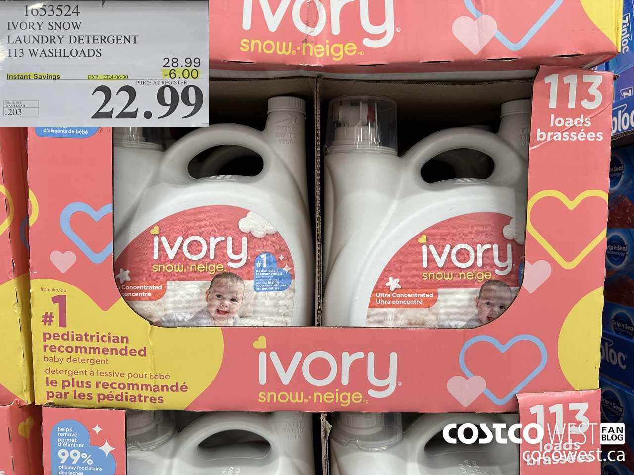 1653524 IVORY SNOW LAUNDRY DETERGENT 113 WASHLOADS ($6.00 INSTANT SAVINGS EXPIRES ON 2024-06-30) $22.99