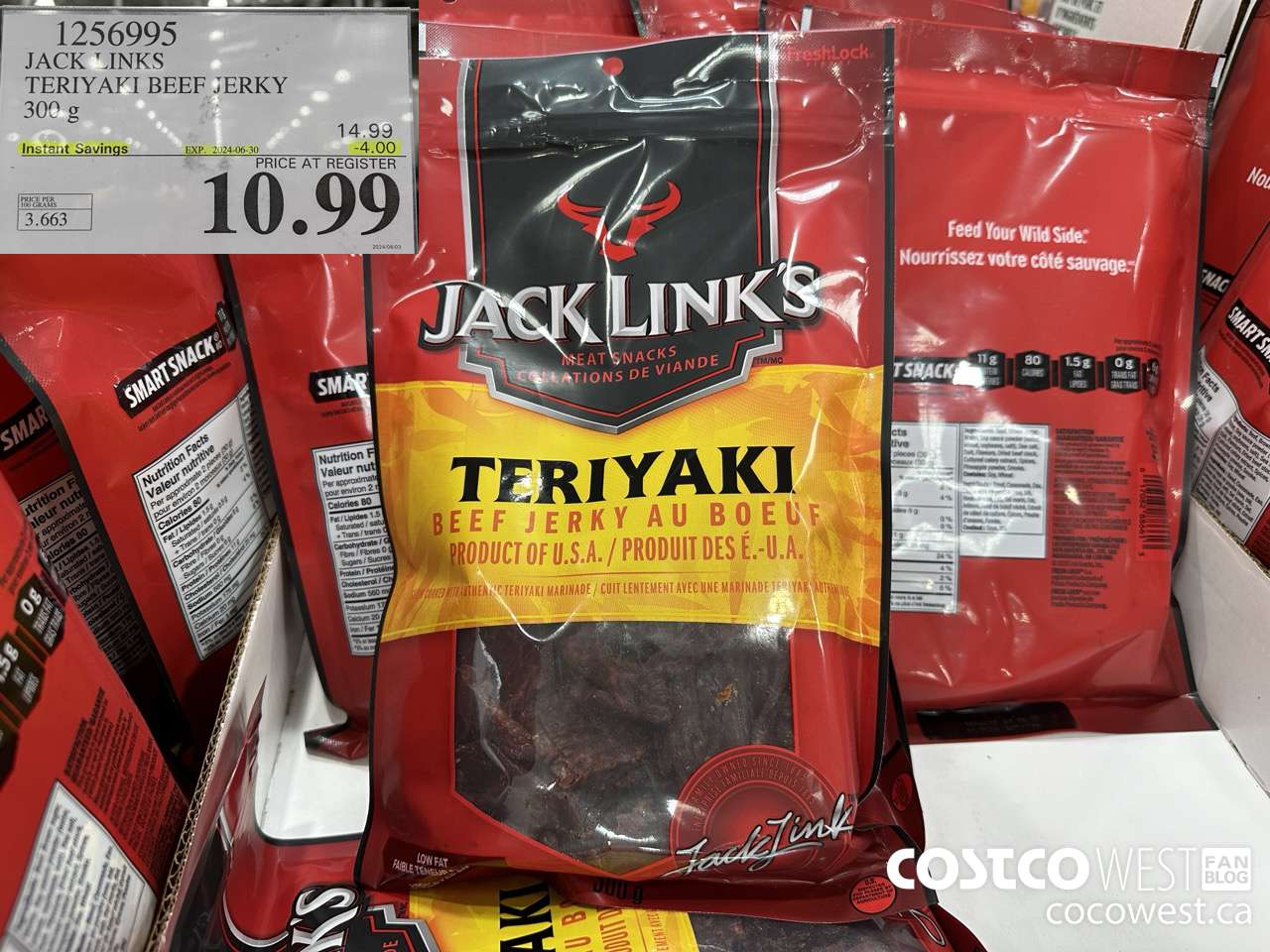 1256995 JACK LINKS TERIYAKI BEEF JERKY 300g ($4.00 INSTANT SAVINGS EXPIRES ON 2024-06-30) $10.99