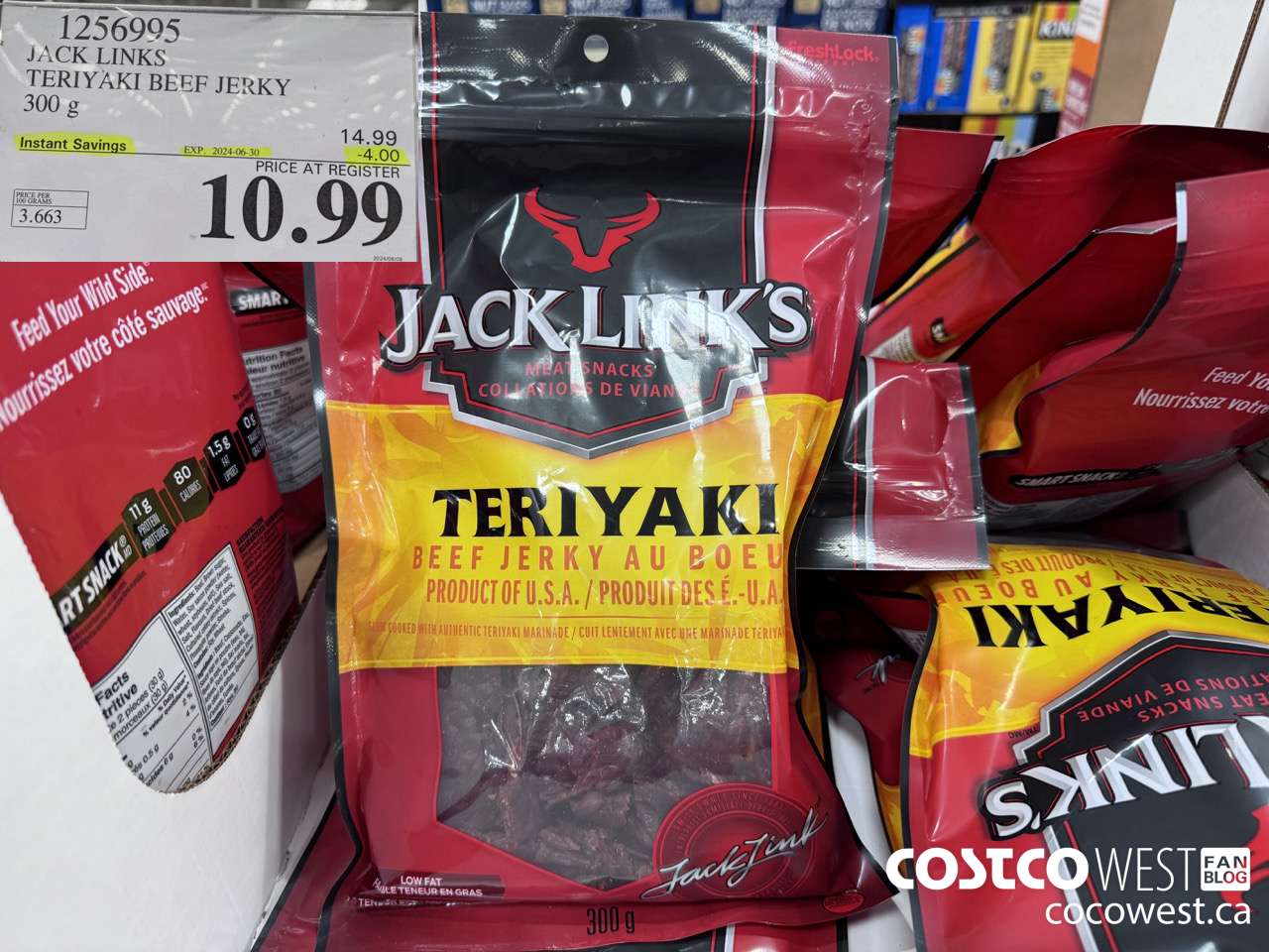 1256995 JACK LINKS TERIYAKI BEEF JERKY 300g ($4.00 INSTANT SAVINGS EXPIRES ON 2024-06-30) $10.99