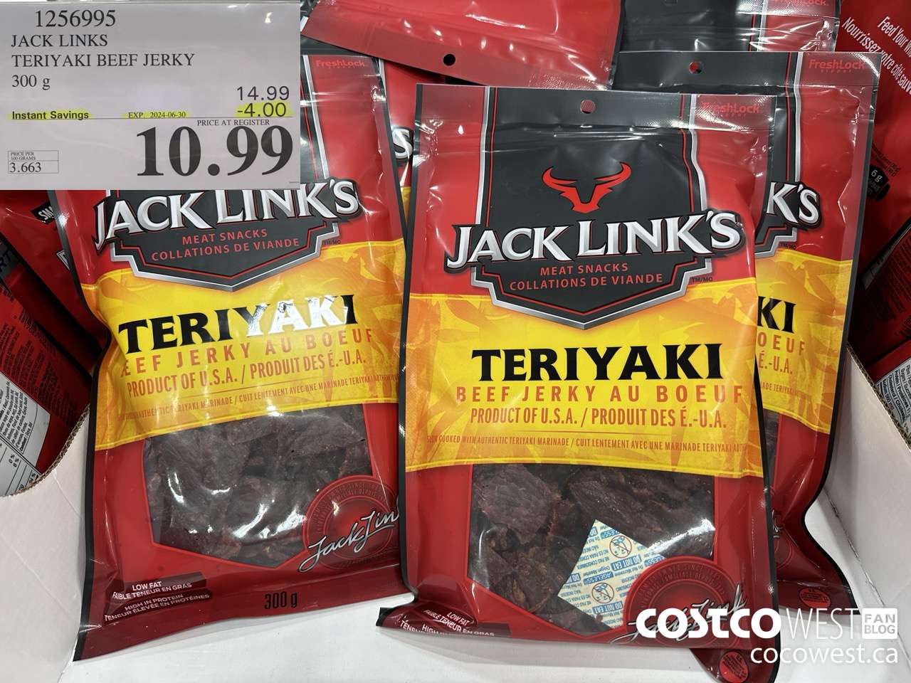 1256995 JACK LINKS TERIYAKI BEEF JERKY 300g ($4.00 INSTANT SAVINGS EXPIRES ON 2024-06-30) $10.99