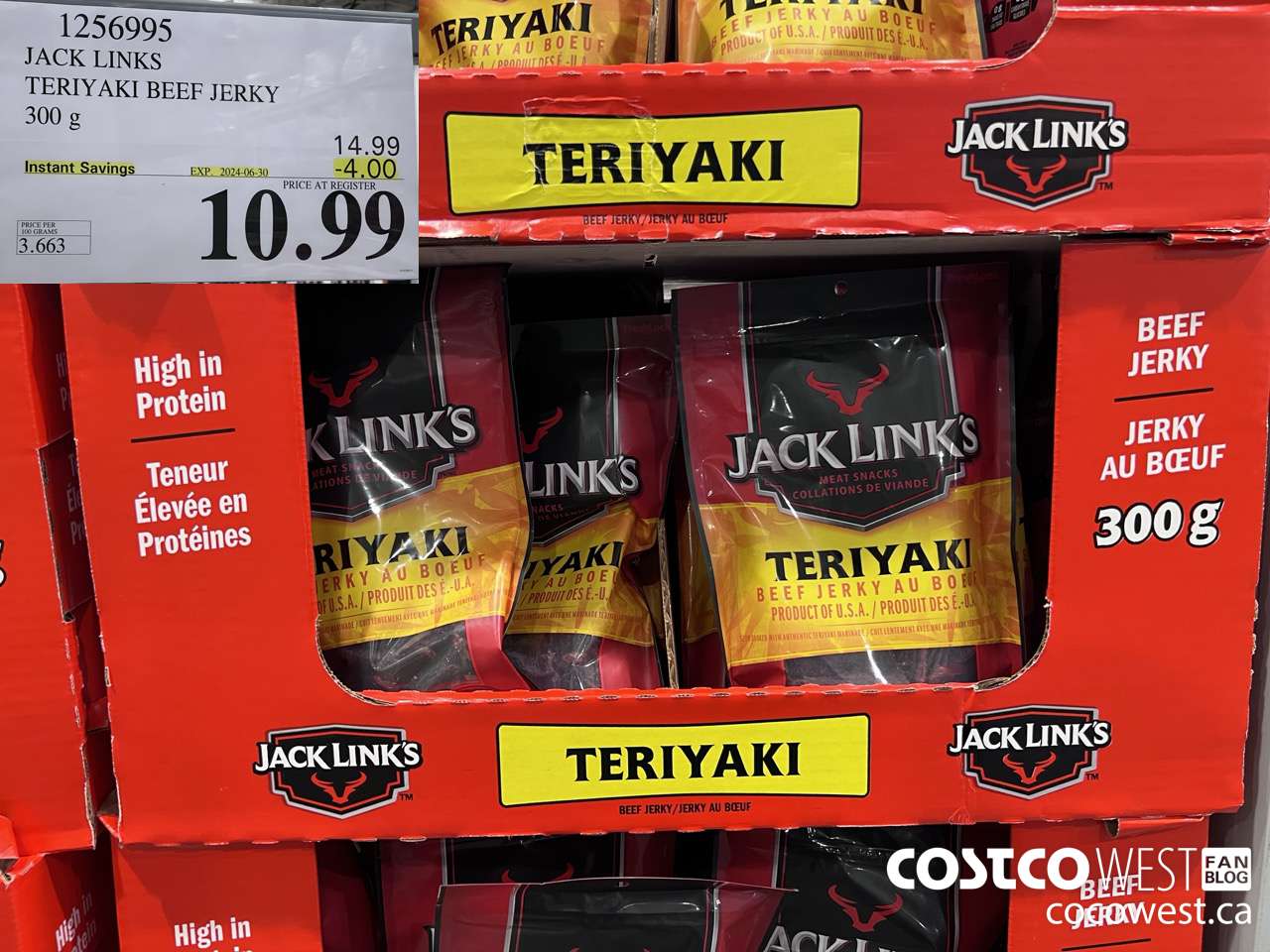 1256995 JACK LINKS TERIYAKI BEEF JERKY 300g ($4.00 INSTANT SAVINGS EXPIRES ON 2024-06-30) $10.99