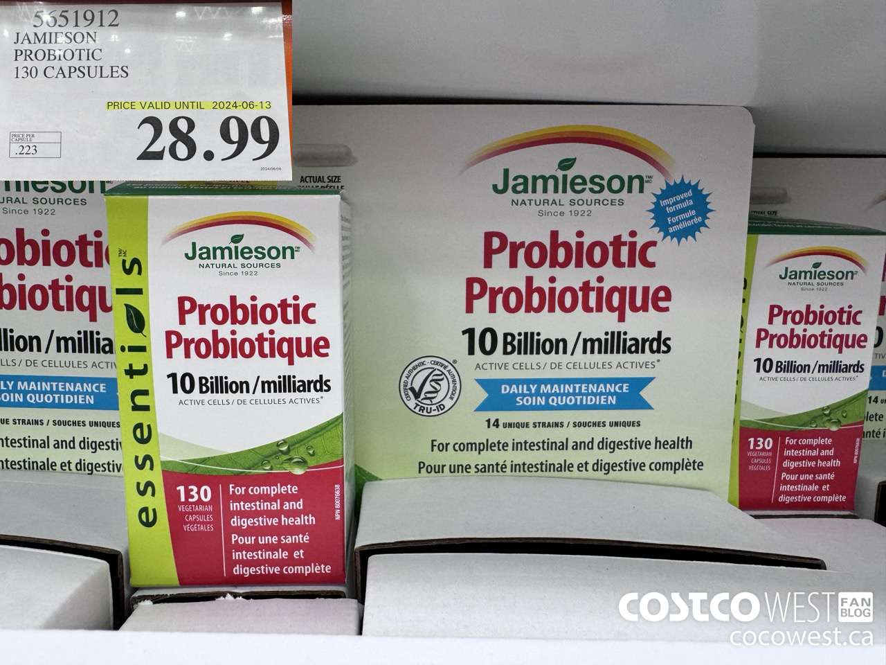5651912 JAMIESON PROBIOTIC 130 CAPSULES (EXPIRES ON 2024-06-13) $28.99