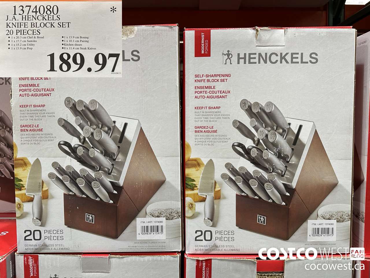 1374080 J.A. HENCKELS KNIFE BLOCK SET 20 PIECES $189.97