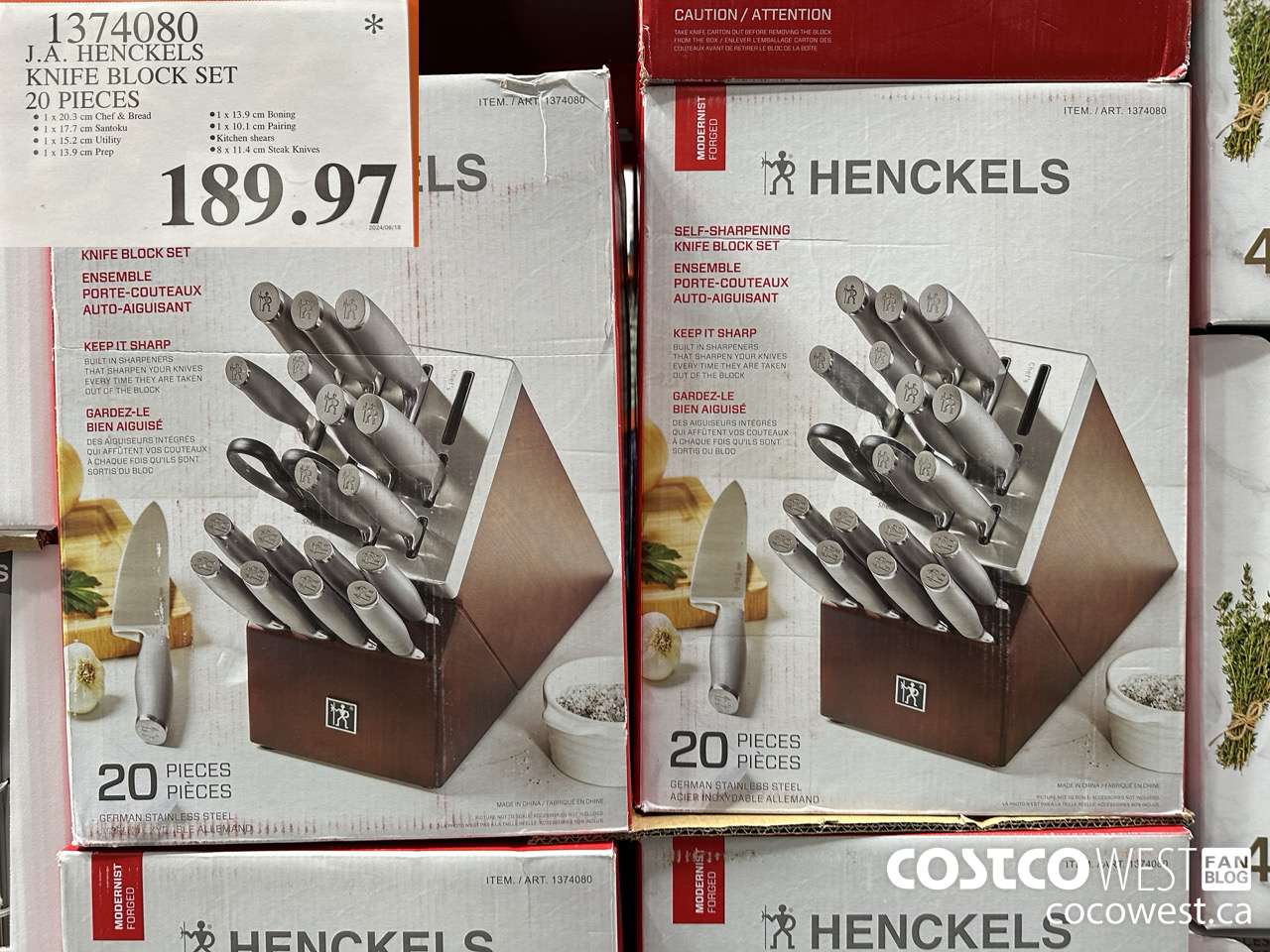1374080 J.A. HENCKELS KNIFE BLOCK SET 20 PIECES $189.97