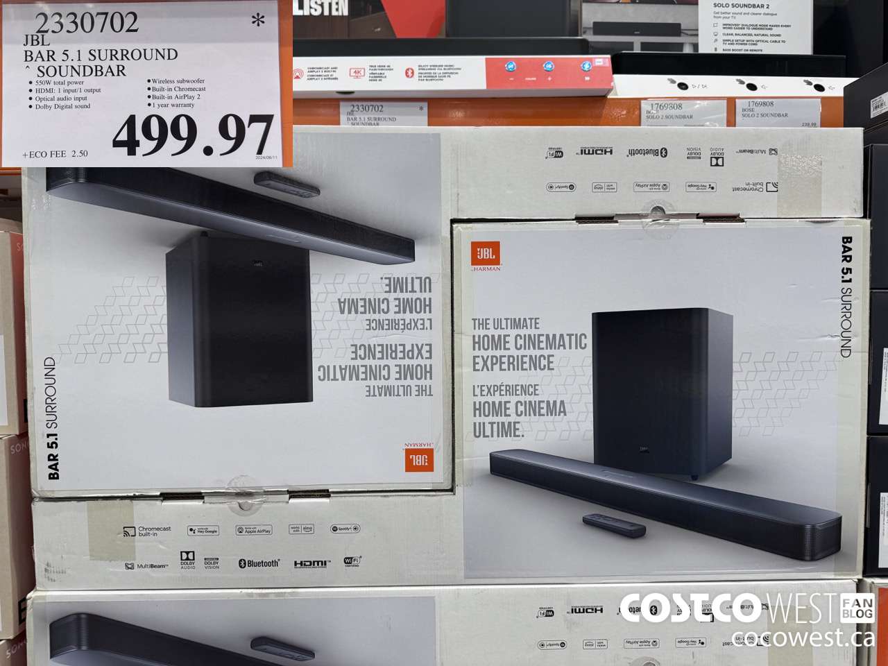 2330702 JBL BAR 5.1 SURROUND SOUNDBAR $499.97
