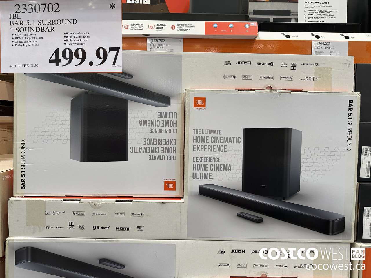 2330702 JBL BAR 5.1 SURROUND SOUNDBAR (EXPIRES ON 2023-12-29) $499.97