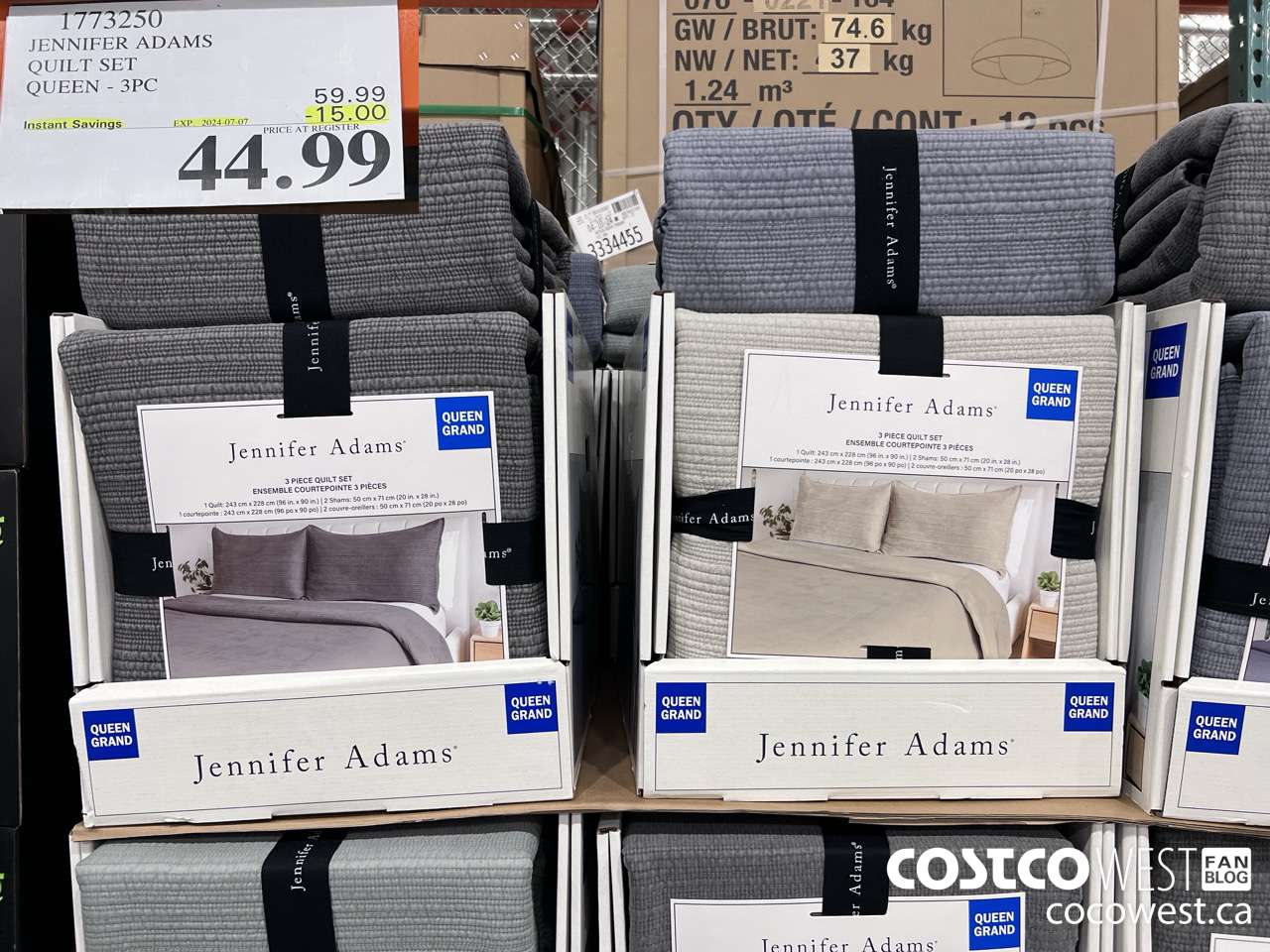 1773250 JENNIFER ADAMS QUILT SET QUEEN 3PC ($15.00 INSTANT SAVINGS EXPIRES ON 2024-07-07) $44.99