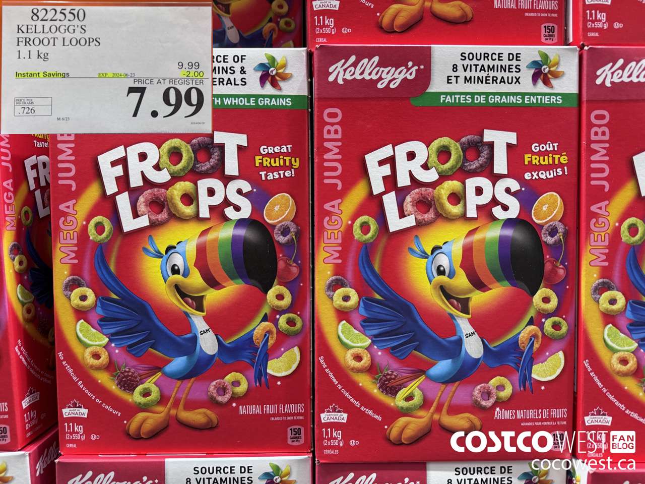 822550 KELLOGGS FROOT LOOPS 1.1 kg ($2.00 INSTANT SAVINGS EXPIRES ON 2024-06-23) $7.99