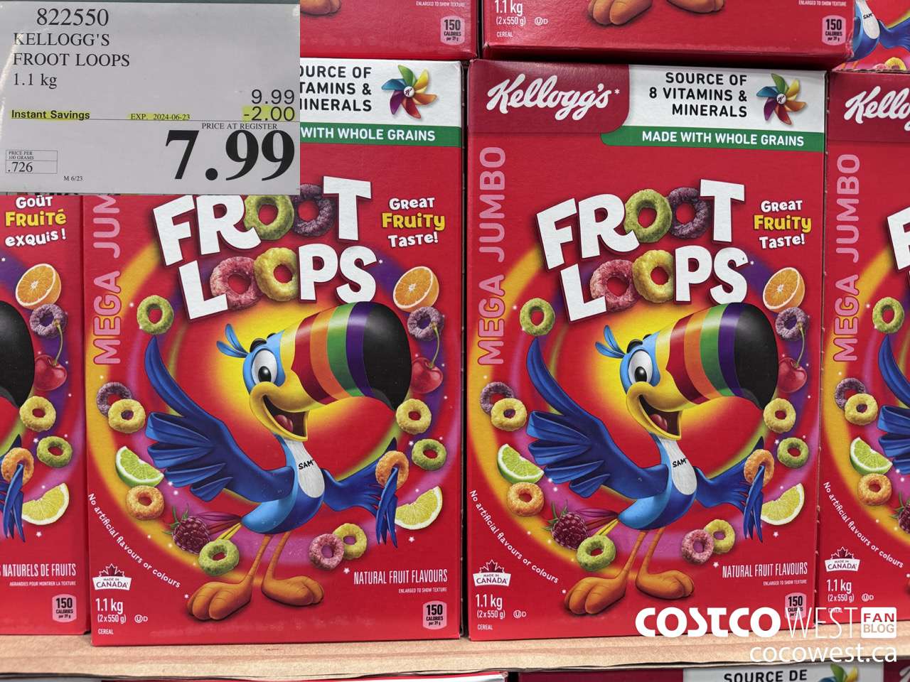 822550 KELLOGGS FROOT LOOPS 1.1 kg ($2.00 INSTANT SAVINGS EXPIRES ON 2024-06-23) $7.99