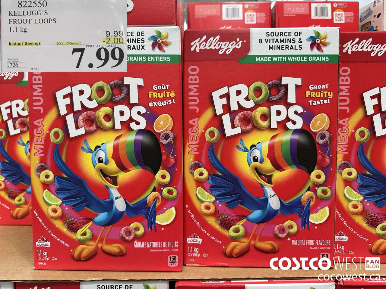 822550 KELLOGGS FROOT LOOPS 1.1 kg ($2.00 INSTANT SAVINGS EXPIRES ON 2024-06-23) $7.99
