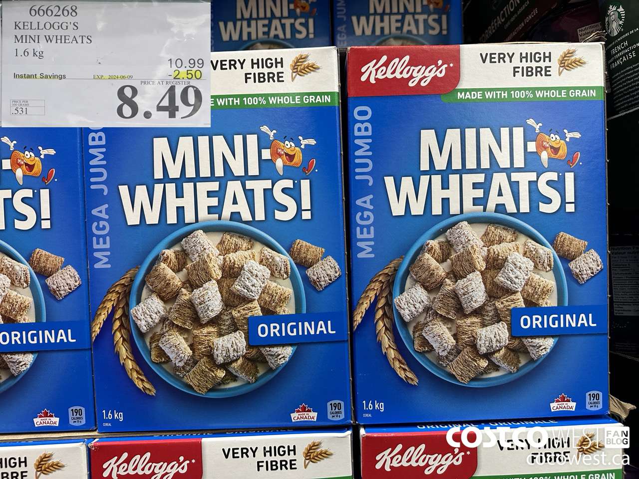 666268 KELLOGG'S MINI WHEATS 1.6 kg ($2.50 INSTANT SAVINGS EXPIRES ON 2024-06-09) $8.49