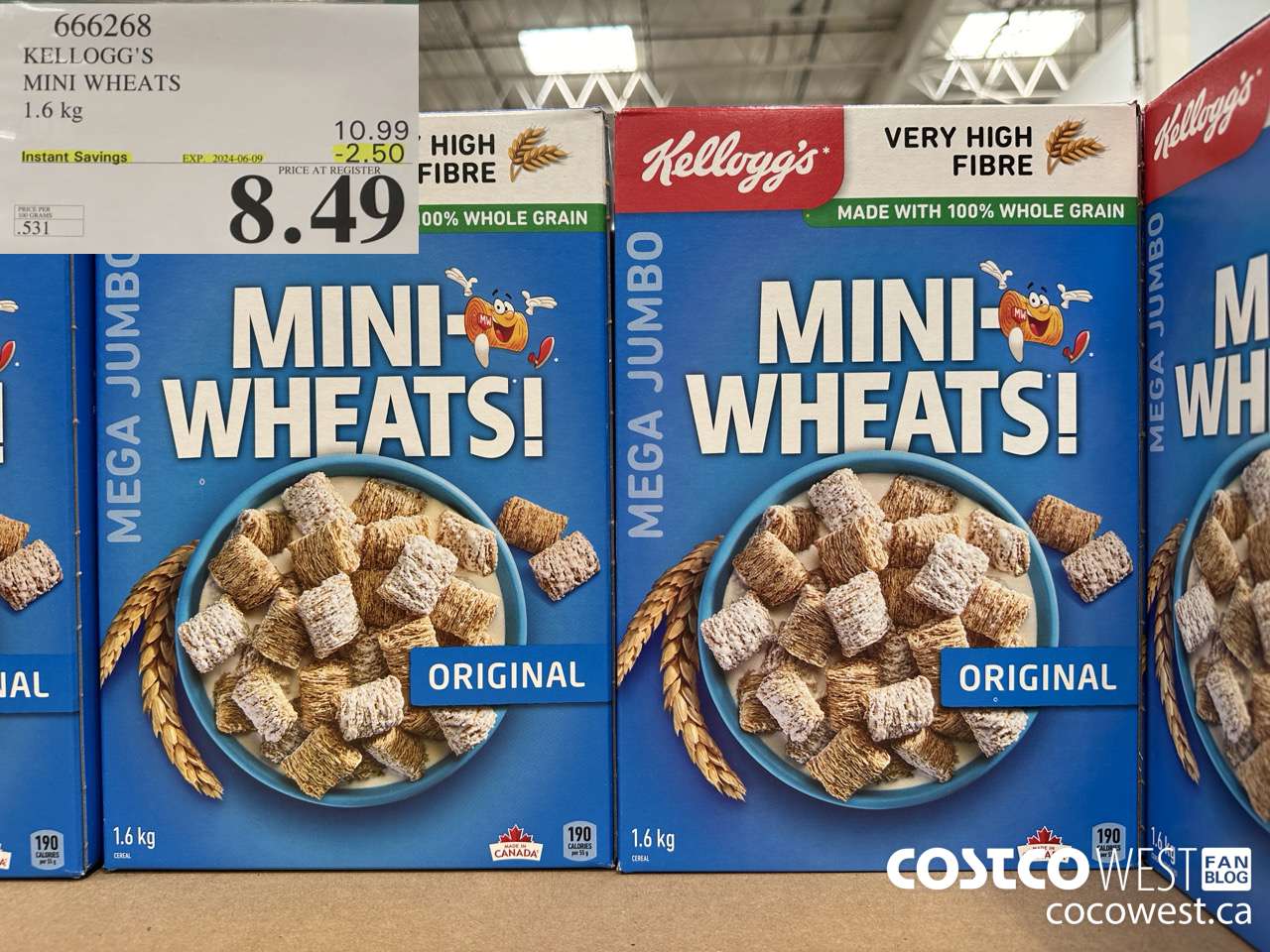 666268 KELLOGG'S MINI WHEATS 1.6 kg ($2.50 INSTANT SAVINGS EXPIRES ON 2024-06-09) $8.49