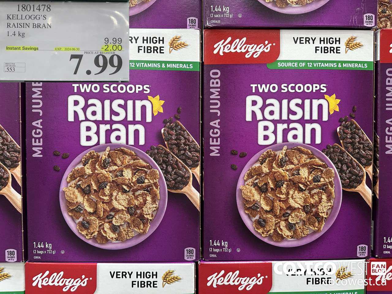 1801478 KELLOGG'S RAISIN BRAN 1.4KG ($2.00 INSTANT SAVINGS EXPIRES ON 2024-06-30) $7.99