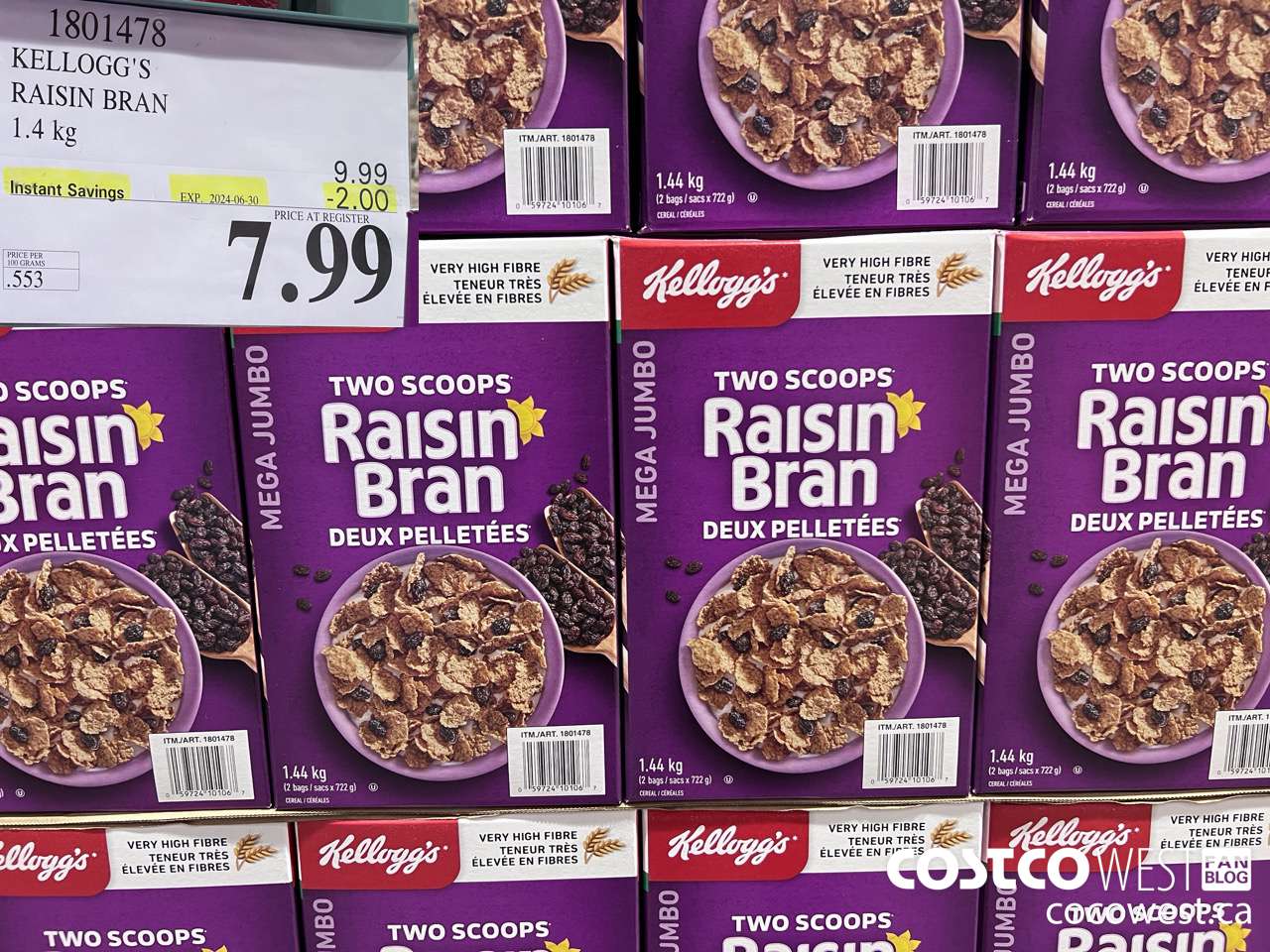 1801478 KELLOGG'S RAISIN BRAN 1.4KG ($2.00 INSTANT SAVINGS EXPIRES ON 2024-06-30) $7.99