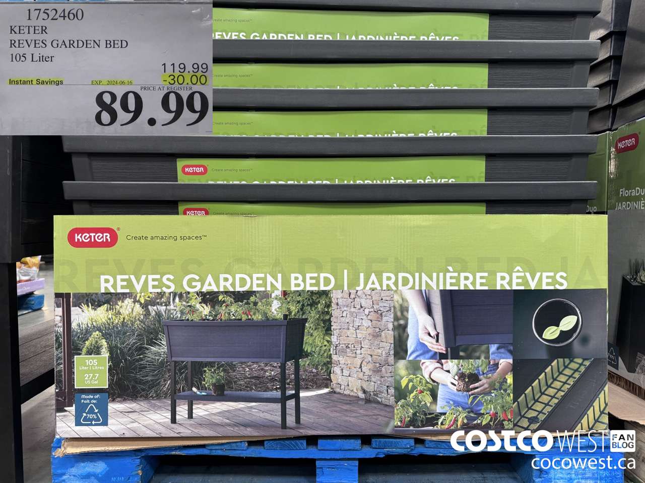 1752460 KETER REVES GARDEN BED 105 LITER ($30.00 INSTANT SAVINGS EXPIRES ON 2024-06-16) $89.99