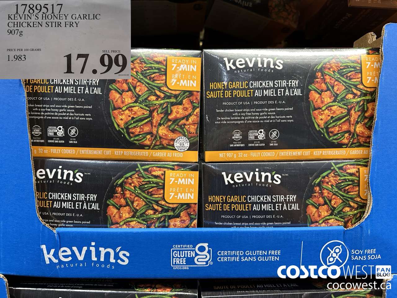 1789517 KEVIN'S HONEY GARLIC CHICKEN STIR FRY 907G $17.99