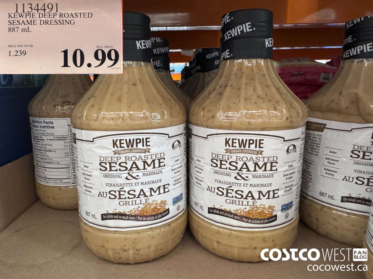 1134491 KEWPIE DEEP ROASTED SESAME DRESSING 887 mL $10.99