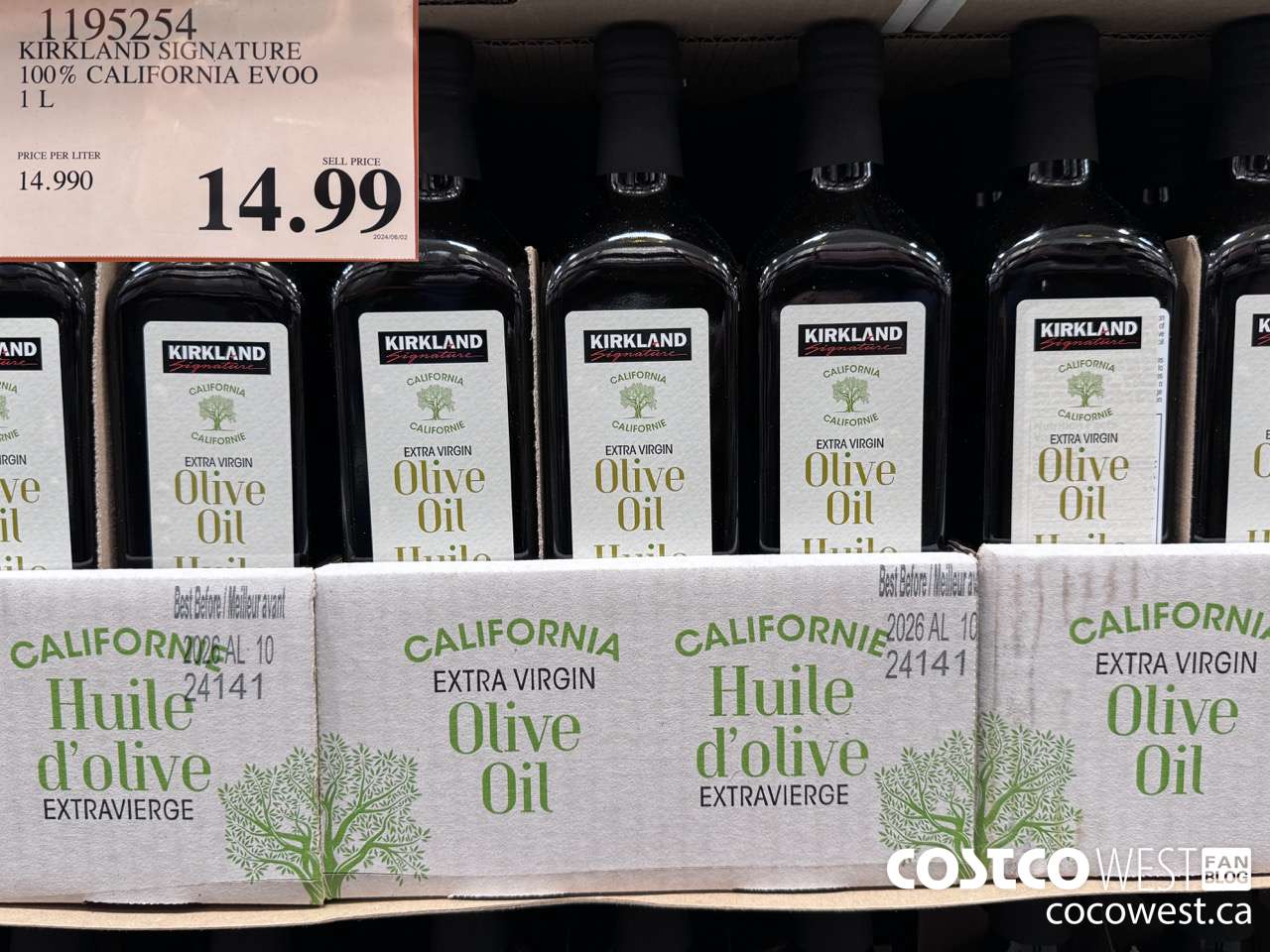 1195254 KIRKLAND SIGNATURE 100% CALIFORNIA EVOO 1L  $14.99