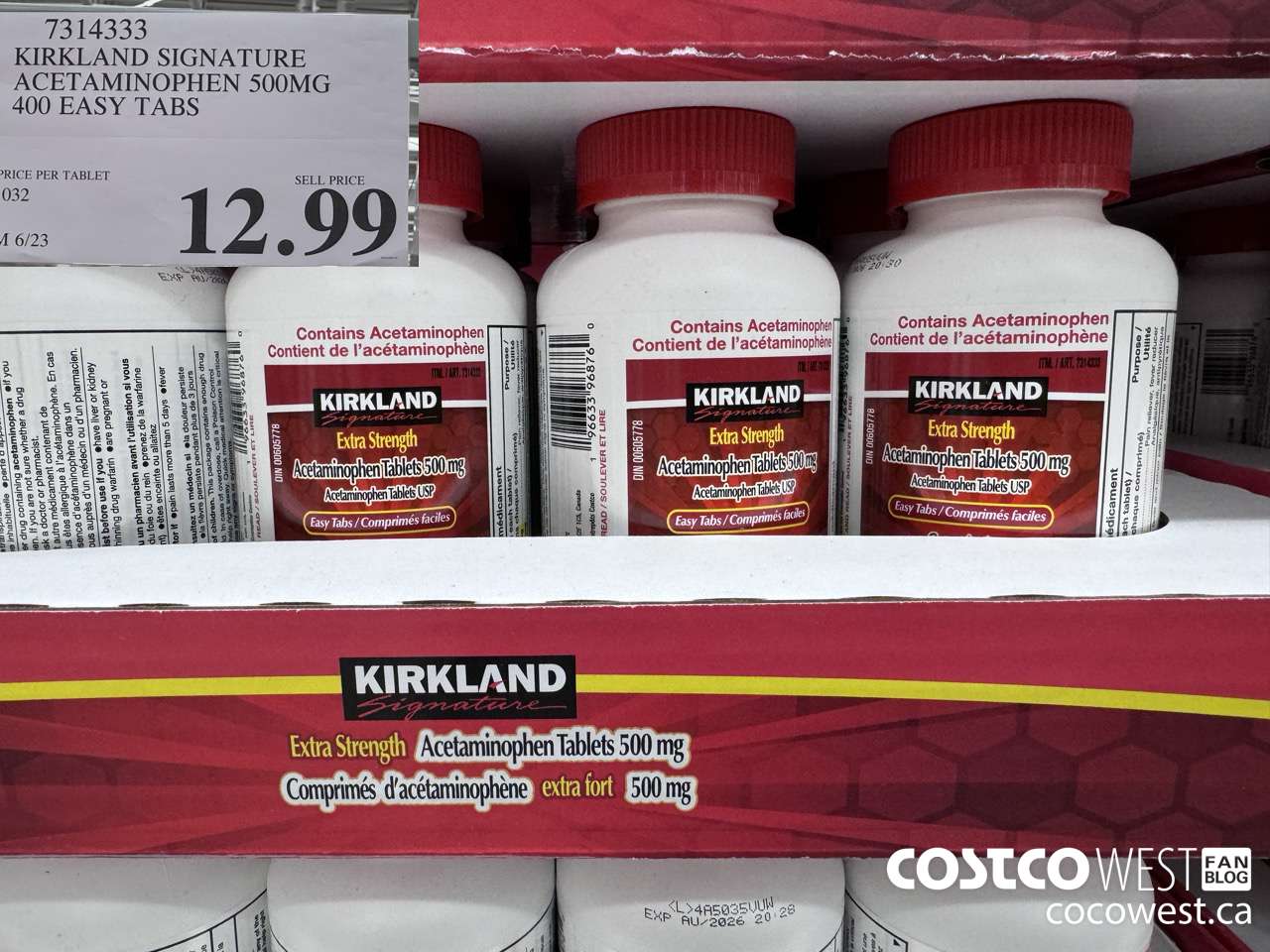 7314333 KIRKLAND SIGNATURE ACETAMINOPHEN 500MG 400 EASY TABS $12.99